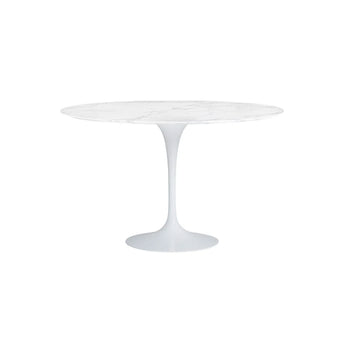 Mesa De Comedor Tulip Mármol Réplica 120Cm Blanco