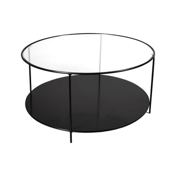 Mesa de centro 80 NEGRA dos niveles METAL GLASS