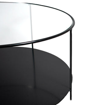 Mesa de centro 80 NEGRA dos niveles METAL GLASS